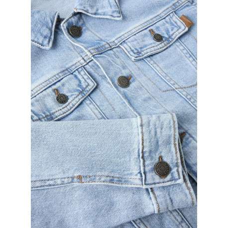 Blouson en jean stone uni pourvu d'une coupe droite et d'un col chemise - Image 5