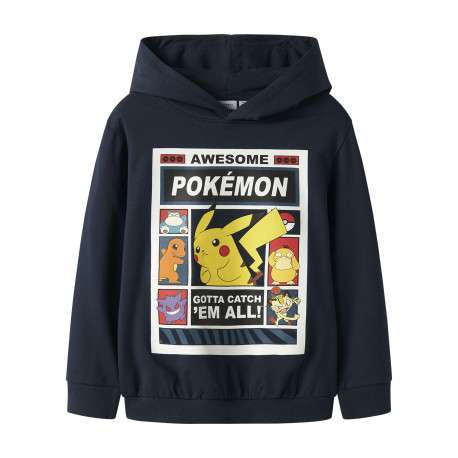 Sweat en coton biologique marine uni pourvu d'un imprimé pokémon