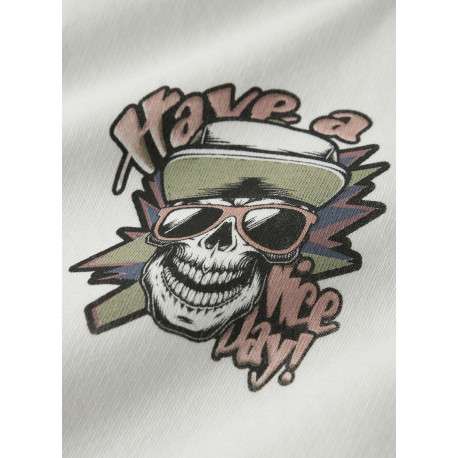 Sweat en coton blanc uni pourvu d'un imprimé tête de mort et d'une coupe droite - Image 4