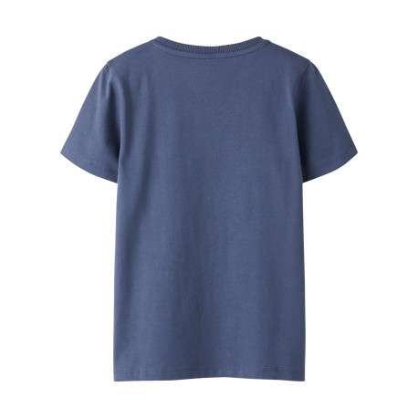 T-shirt en coton biologique indigo uni pourvu d'un imprimé tête de mort - Image 2