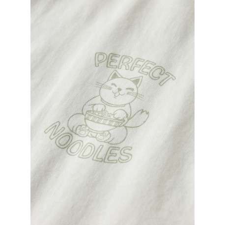 T-shirt en coton biologique blanc uni pourvu d'un imprimé chat - Image 3