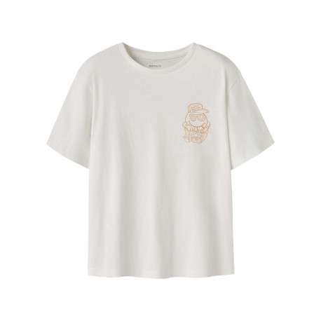 T-shirt en coton blanc uni pourvu d'un imprimé smiley et d'un col rond