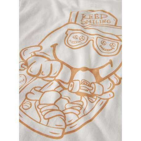 T-shirt en coton blanc uni pourvu d'un imprimé smiley et d'un col rond - Image 3