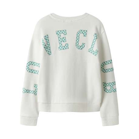 Sweat en coton blanc uni pourvu d'imprimés en damier et d'une coupe droite - Image 2