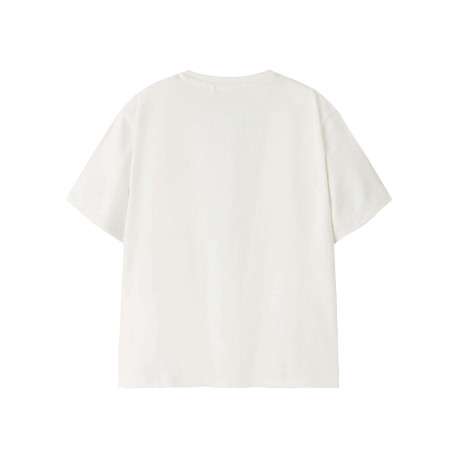 T-shirt en coton blanc uni pourvu d'un imprmé stitch et d'un col rond - Image 2