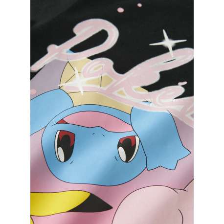 T-shirt en coton noir uni pourvu d'un col rond et d'un imprimé pokémon - Image 4