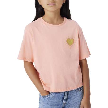 T-shirt en coton biologique peche uni pourvu d'un coeur brodé - Image 3