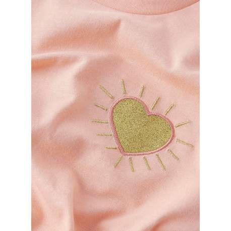 T-shirt en coton biologique peche uni pourvu d'un coeur brodé - Image 4