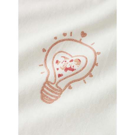 T-shirt en coton biologique blanc uni pourvu d'un imprimé ampoule - Image 3
