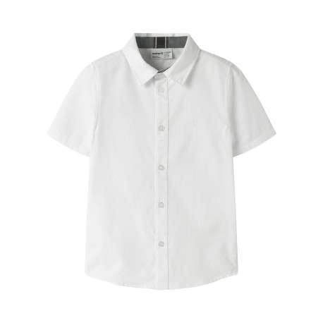 Chemise en coton biologique blanche unie pourvue d'une coupe droite