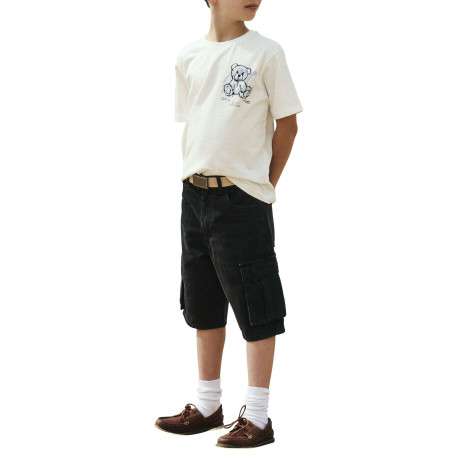 T-shirt en coton biologique blanc uni pourvu d'un imprimé nounours - Image 3