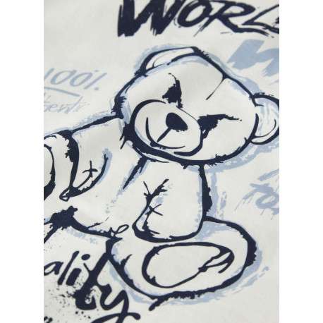 T-shirt en coton biologique blanc uni pourvu d'un imprimé nounours - Image 5