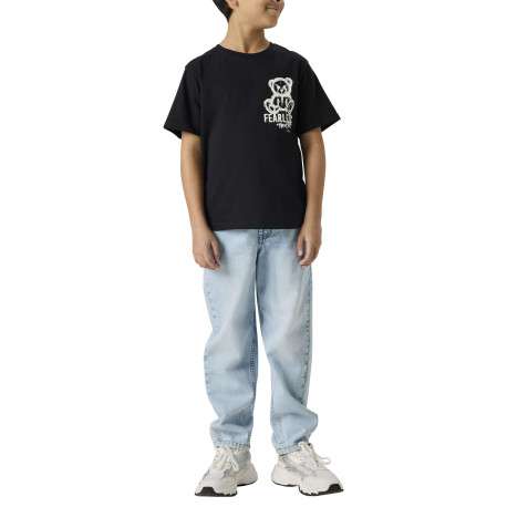 T-shirt en coton biologique noir uni pourvu d'un imprimé nounours - Image 3