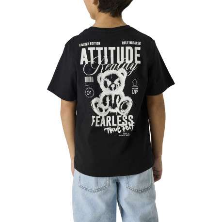 T-shirt en coton biologique noir uni pourvu d'un imprimé nounours - Image 4