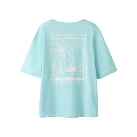 T-shirt en coton biologique ciel uni pourvu d'un imprimé soleil - Image 2