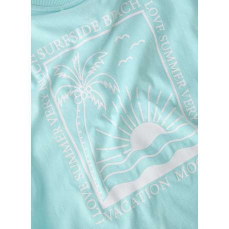 T-shirt en coton biologique ciel uni pourvu d'un imprimé soleil - Image 3