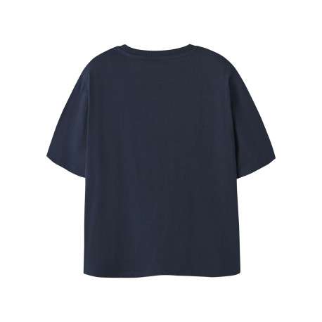T-shirt en coton biologique marine uni pourvu d'un imprimé palmier - Image 2
