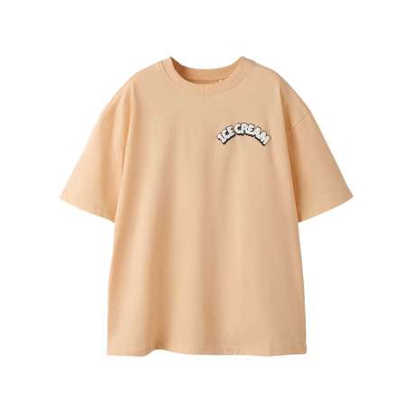 T-shirt en coton biologique peche uni pourvu d'un imprimé glace
