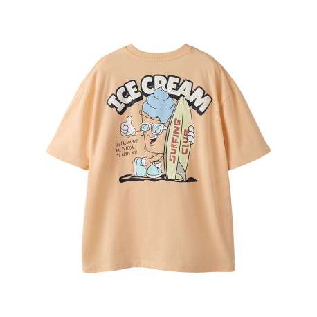 T-shirt en coton biologique peche uni pourvu d'un imprimé glace - Image 2