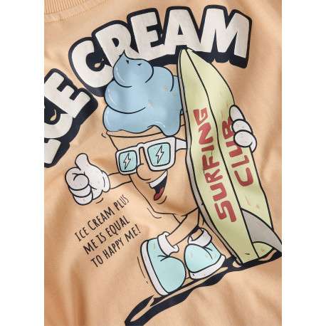 T-shirt en coton biologique peche uni pourvu d'un imprimé glace - Image 3