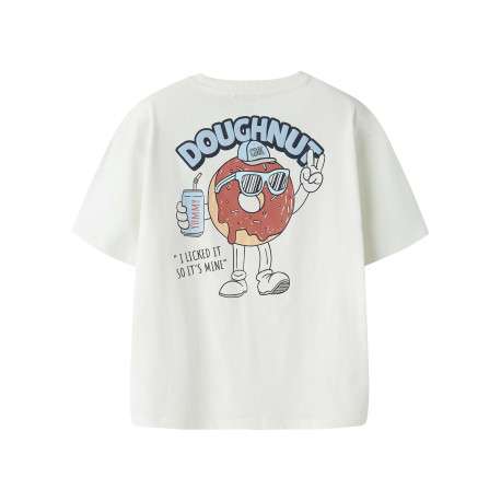 T-shirt en coton biologique blanc uni pourvu d'un imprimé donut - Image 2