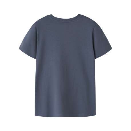 T-shirt en coton biologique indigo uni pourvu d'un imprimé squelette - Image 2