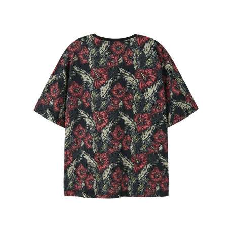 T-shirt en coton biologique noir à motifs pourvu d'une poche plaquée - Image 2
