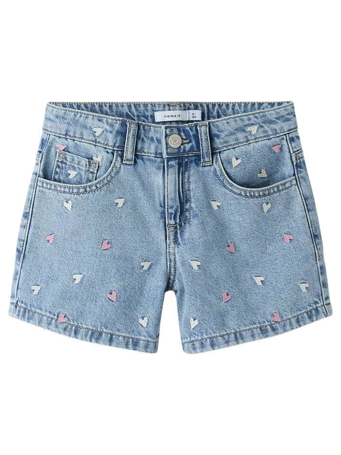 Short en coton bleu uni...