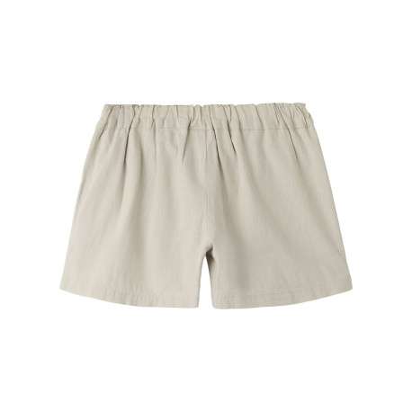 Short chino en lin et coton beige uni pourvu d'une coupe fluide - Image 2