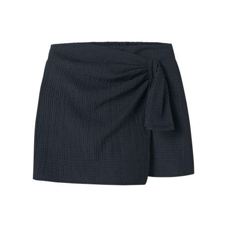 Jupe-short en coton mélangé marine uni pourvu d'une coupe droite
