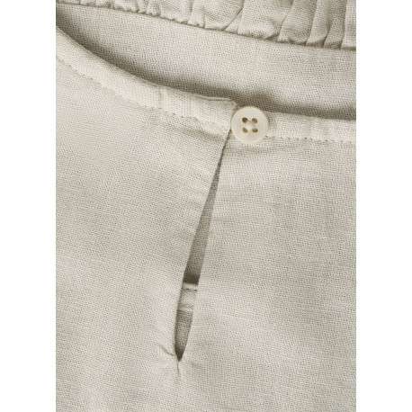 Top en lin et coton beige uni sans manche pourvu d'une coupe droite - Image 3