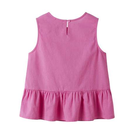 Top en lin et coton rose uni sans manche pourvu d'une coupe droite - Image 2