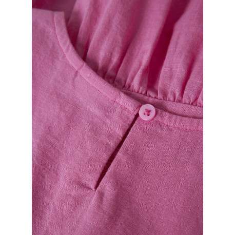Top en lin et coton rose uni sans manche pourvu d'une coupe droite - Image 4