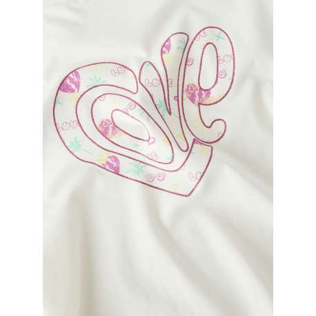 T-shirt en coton biologique blanc uni pourvu d'un imprimé love - Image 3