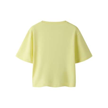 T-shirt en coton biologique jaune uni pourvu d'un imprimé en forme de coeur - Image 2