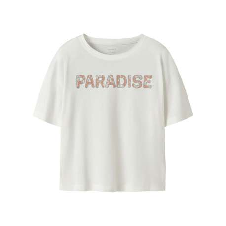 T-shirt en coton blanc uni pourvu d'une coupe droite et d'un col rond