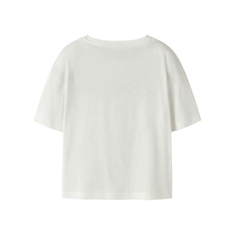 T-shirt en coton blanc uni pourvu d'une coupe droite et d'un col rond - Image 2