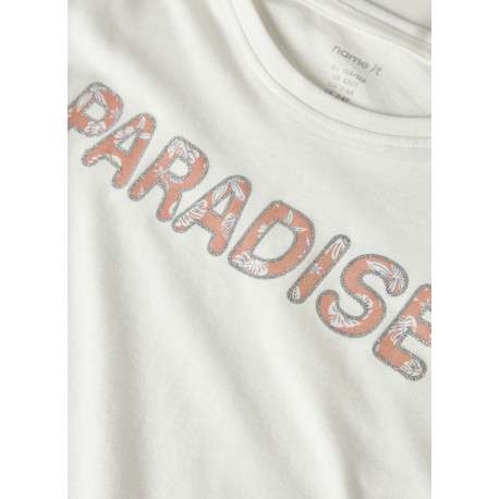 T-shirt en coton blanc uni pourvu d'une coupe droite et d'un col rond - Image 3