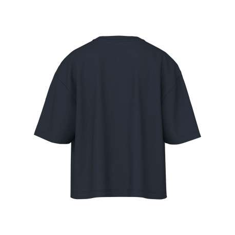 T-shirt en coton marine uni pourvu d'une coupe droite et d'un col rond - Image 2