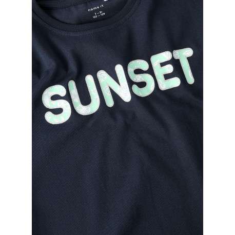 T-shirt en coton marine uni pourvu d'une coupe droite et d'un col rond - Image 4