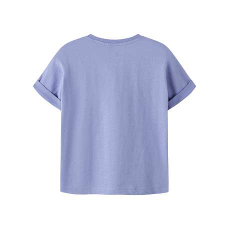 T-shirt en coton biologique violet uni pourvu de manches courtes - Image 2