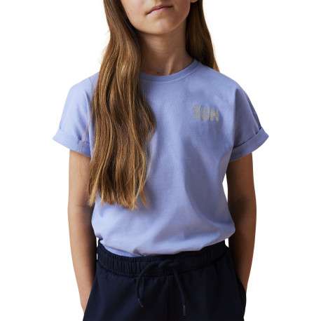 T-shirt en coton biologique violet uni pourvu de manches courtes - Image 3