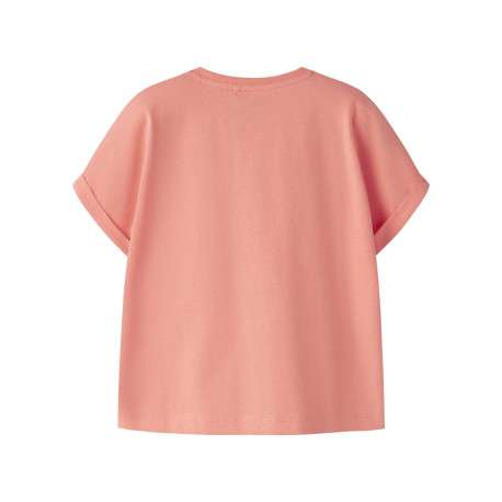 T-shirt en coton biologique corail uni pourvu de manches courtes - Image 2