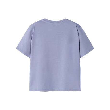 T-shirt en coton biologique violet uni pourvu d'un imprimé stitch - Image 2
