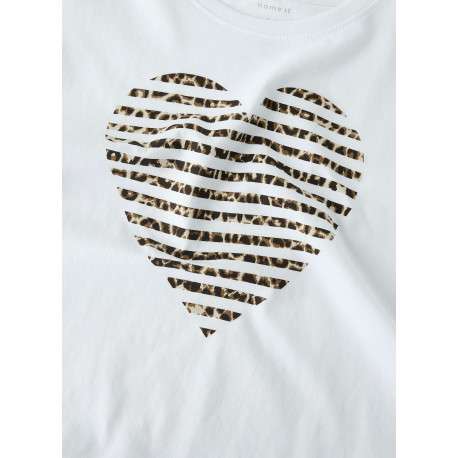 T-shirt en coton biologique blanc uni pourvu d'un imprimé léopard - Image 3