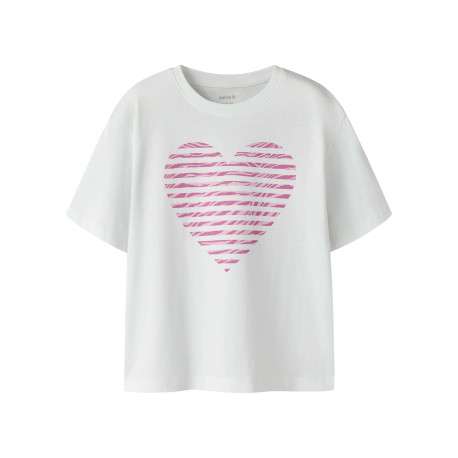 T-shirt en coton biologique blanc uni pourvu d'un imprimé zèbre