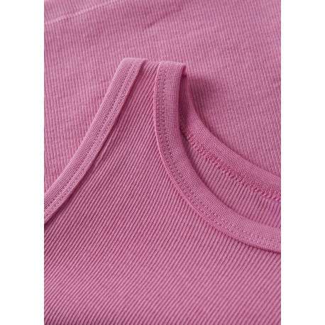 Débardeur en coton biologique rose uni pourvu d'un col rond - Image 3