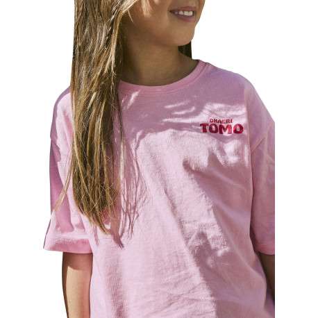 T-shirt en coton biologique rose uni pourvu d'un imprimé chat - Image 3
