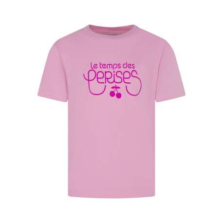 T-shirt en coton rose uni avec logo imprimé et une coupe droite