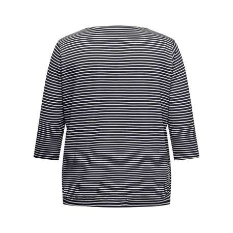 T-shirt marine à rayures avec une coupe ajustée et des manches 3/4 - Image 2